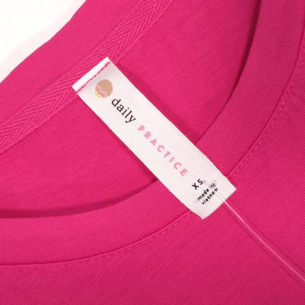 Daily PRACTICE Anthropologie NEW Everyday Tee‎ Dress XS Raspberry Rose Hot Pink - Picture 2 of 12